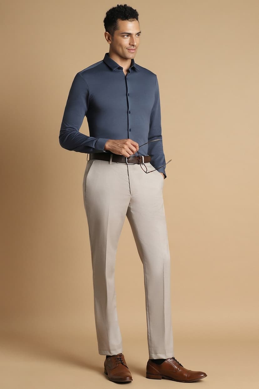 Men Navy Slim Fit Solid Full Sleeves Formal Shirt