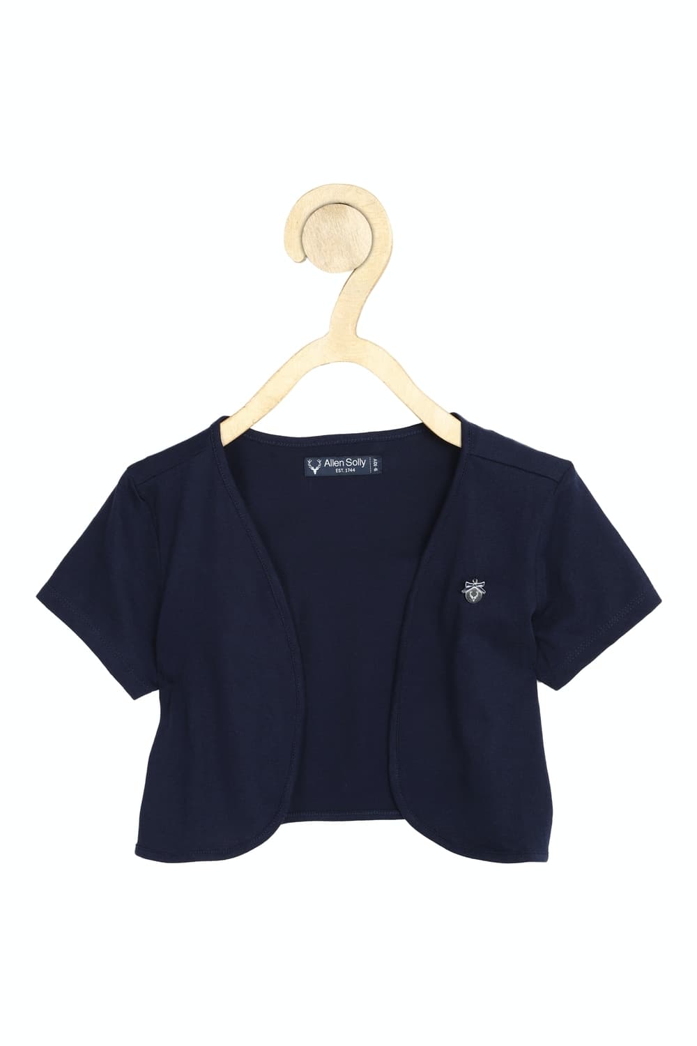 Girls Navy Solid Casual Shrug