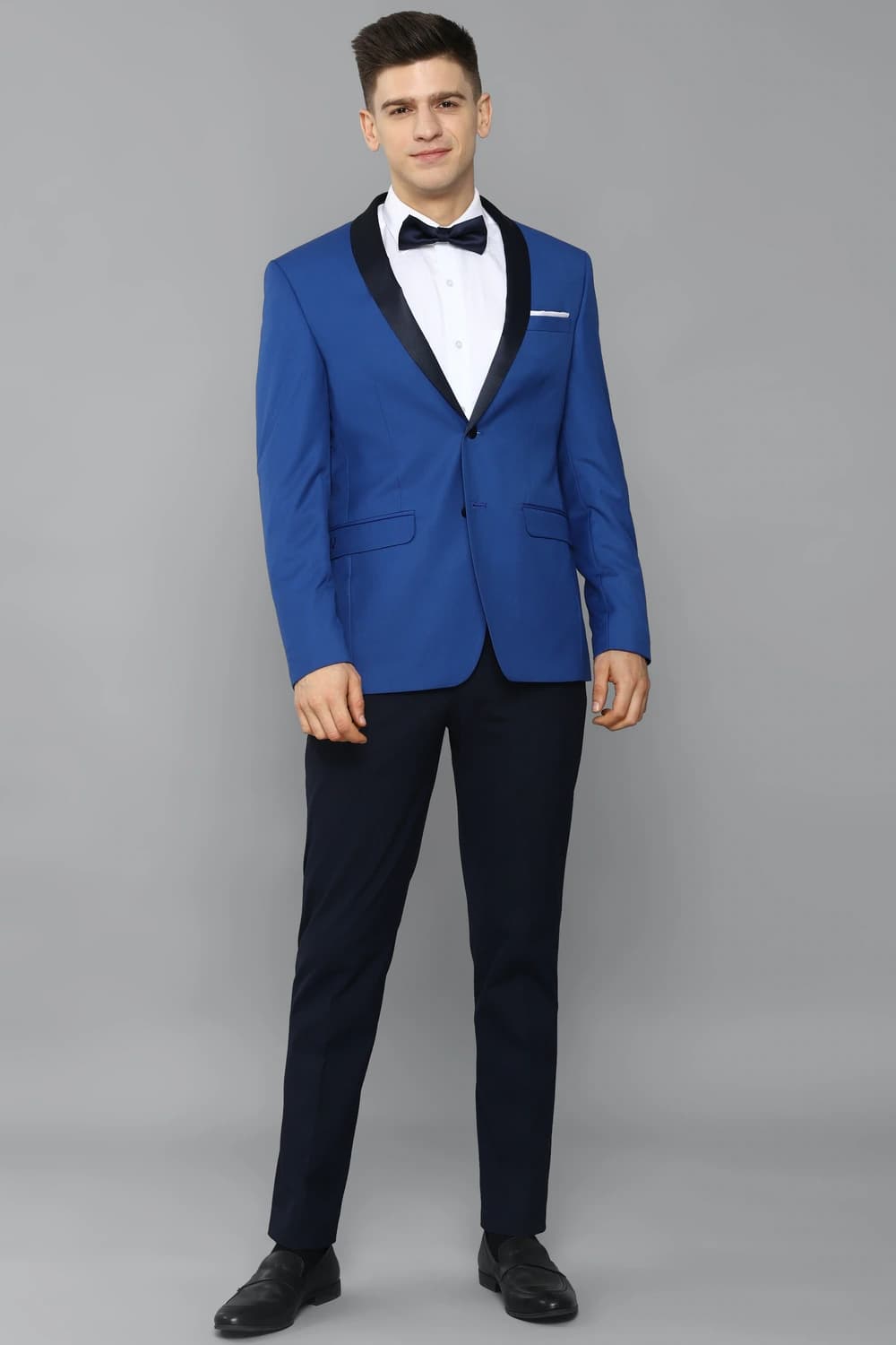 Men Blue Slim Fit Solid Party Two Piece Suit | Allen Solly
