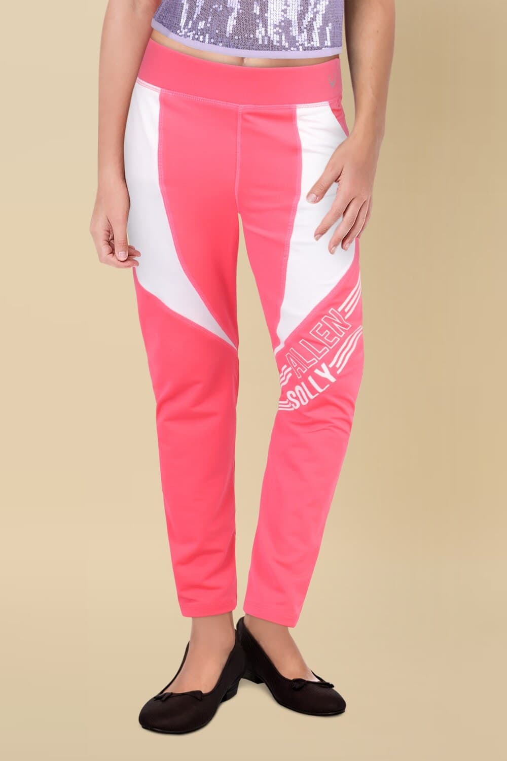 Girls Pink Patterned Regular Fit Leggings