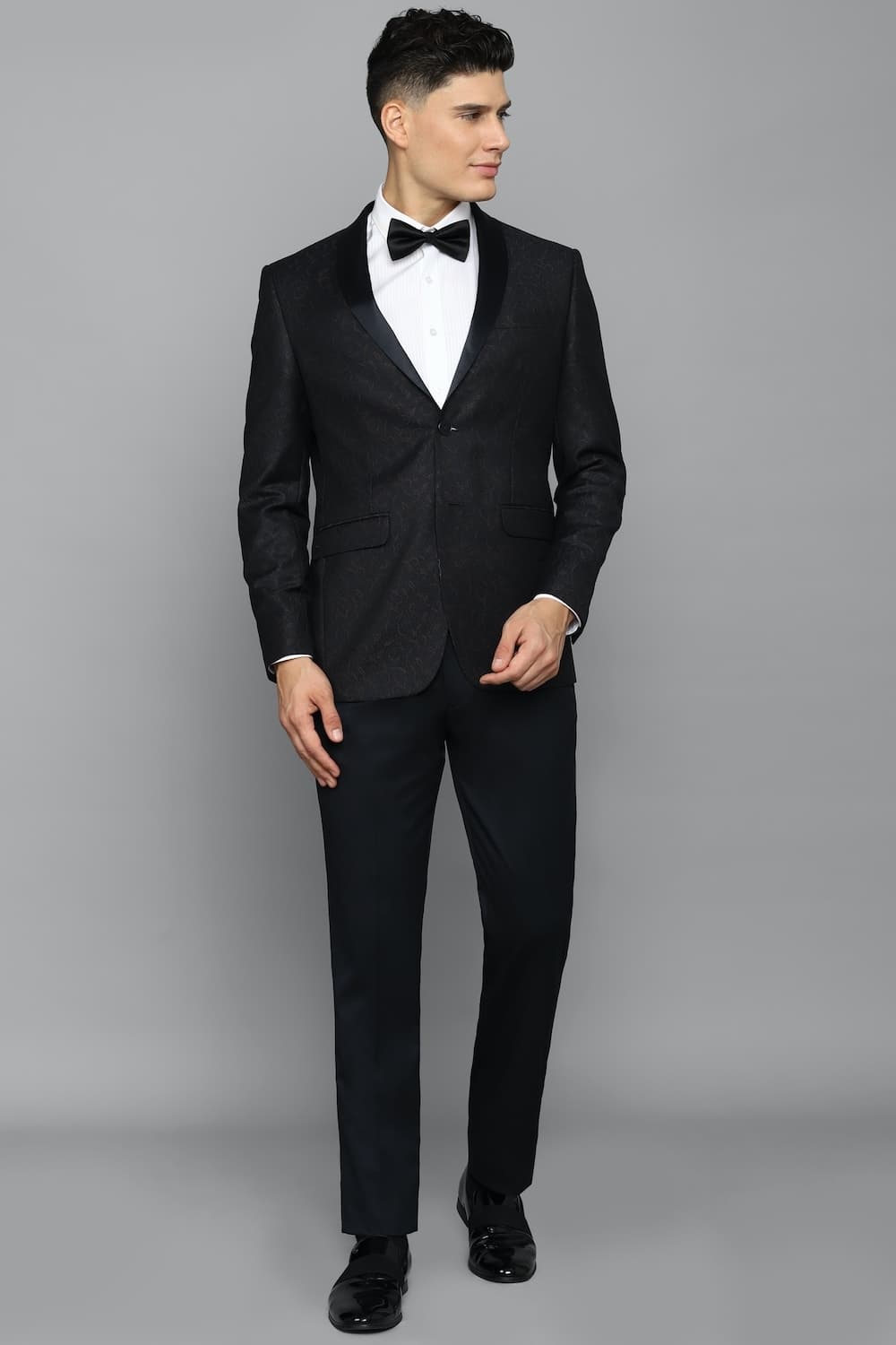 Men Black Slim Fit Printed Party Two Piece Suit