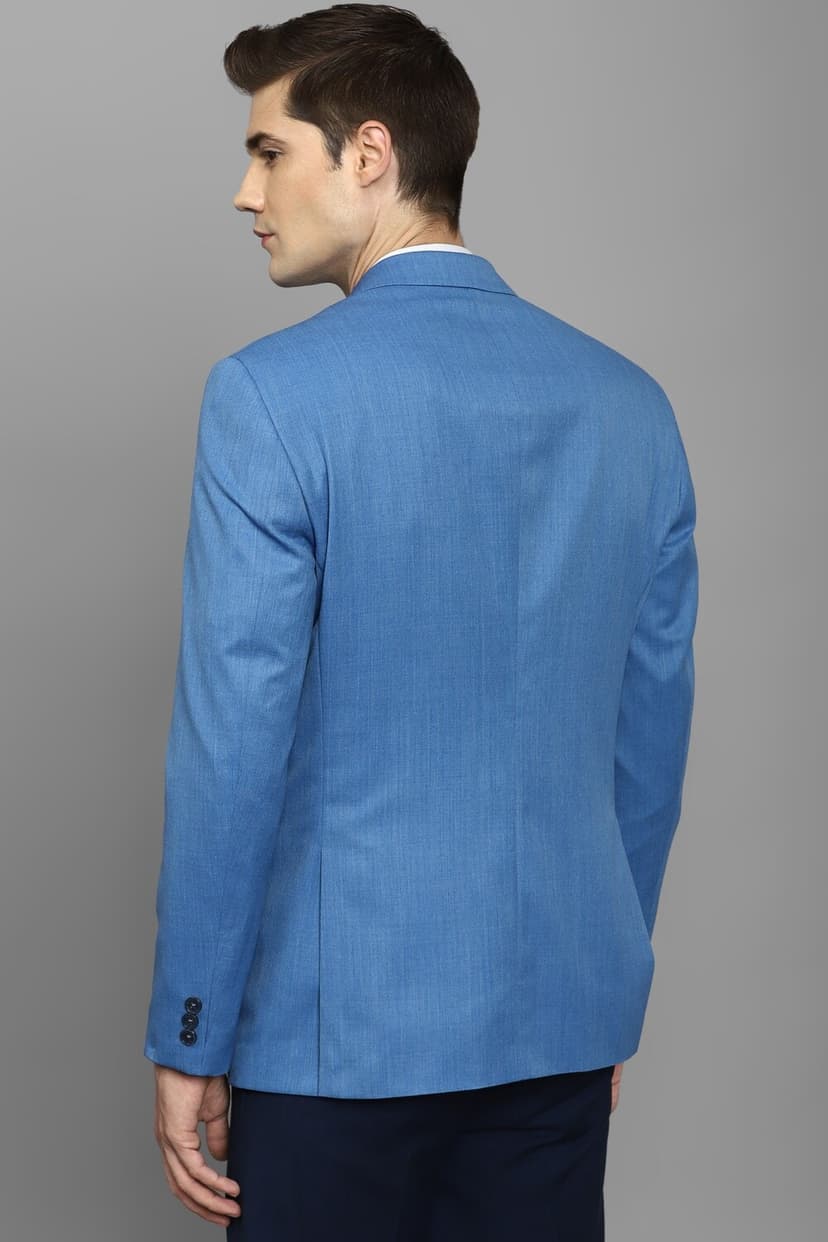 Men Blue Slim Fit Solid Formal Blazer