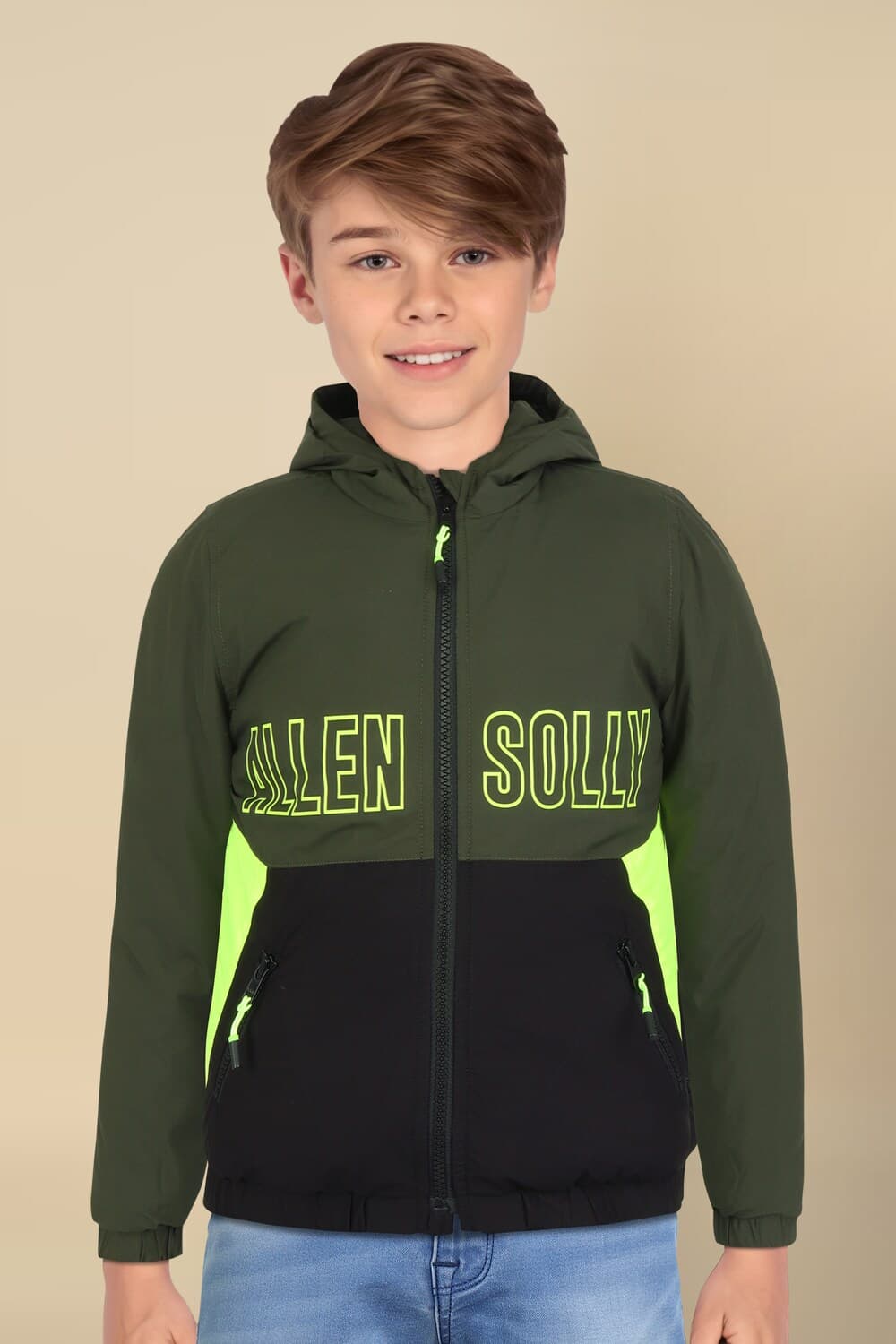 Boys Grey Patterned Regular Fit Jacket | Allen Solly