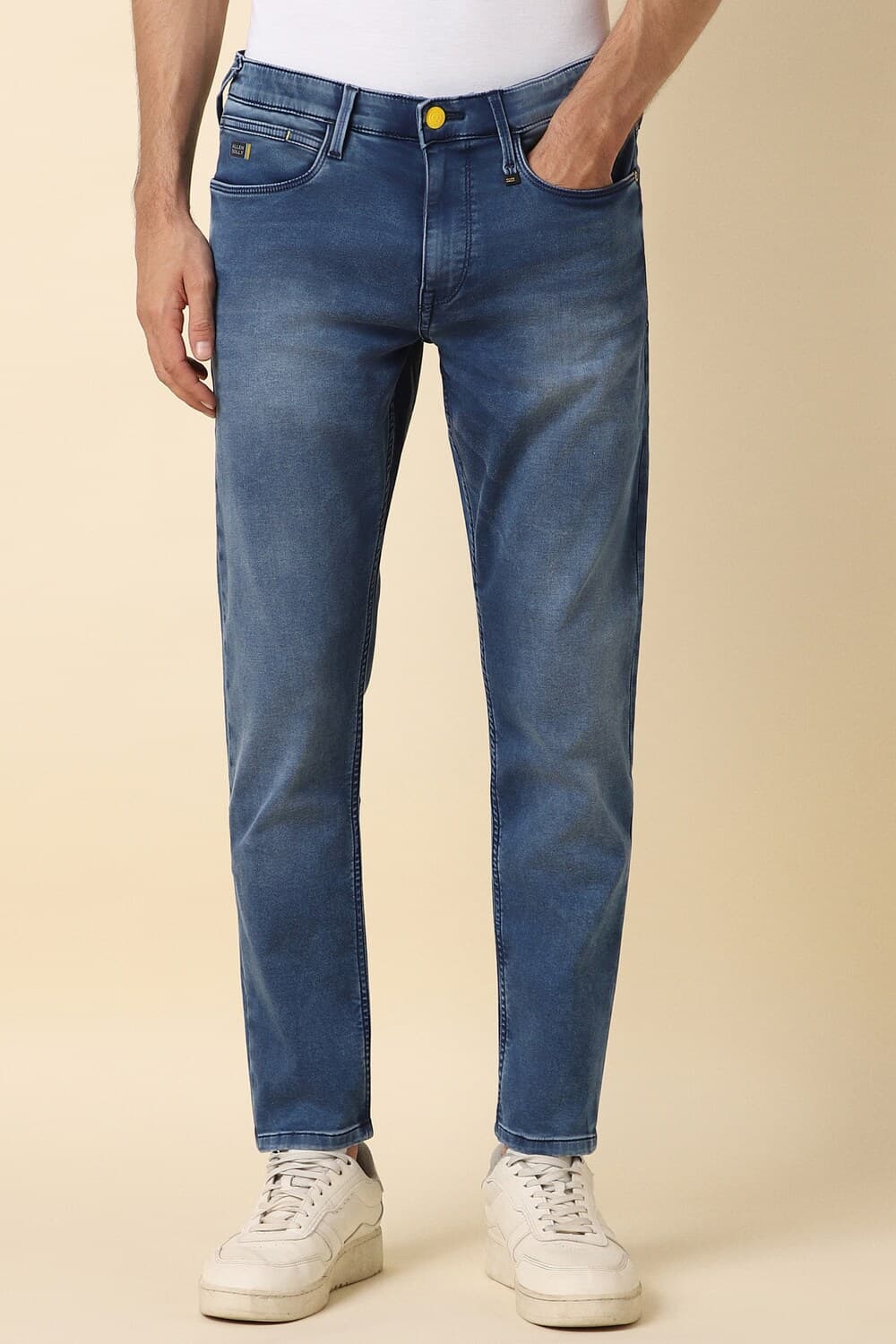 Men Navy Slim Fit Mid Wash Jeans | Allen Solly