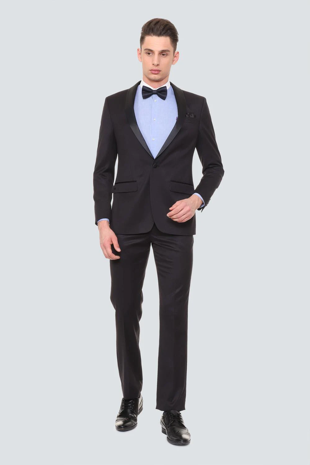 Men Black Regular Fit Solid Party Two Piece Suit | Louisphilippe