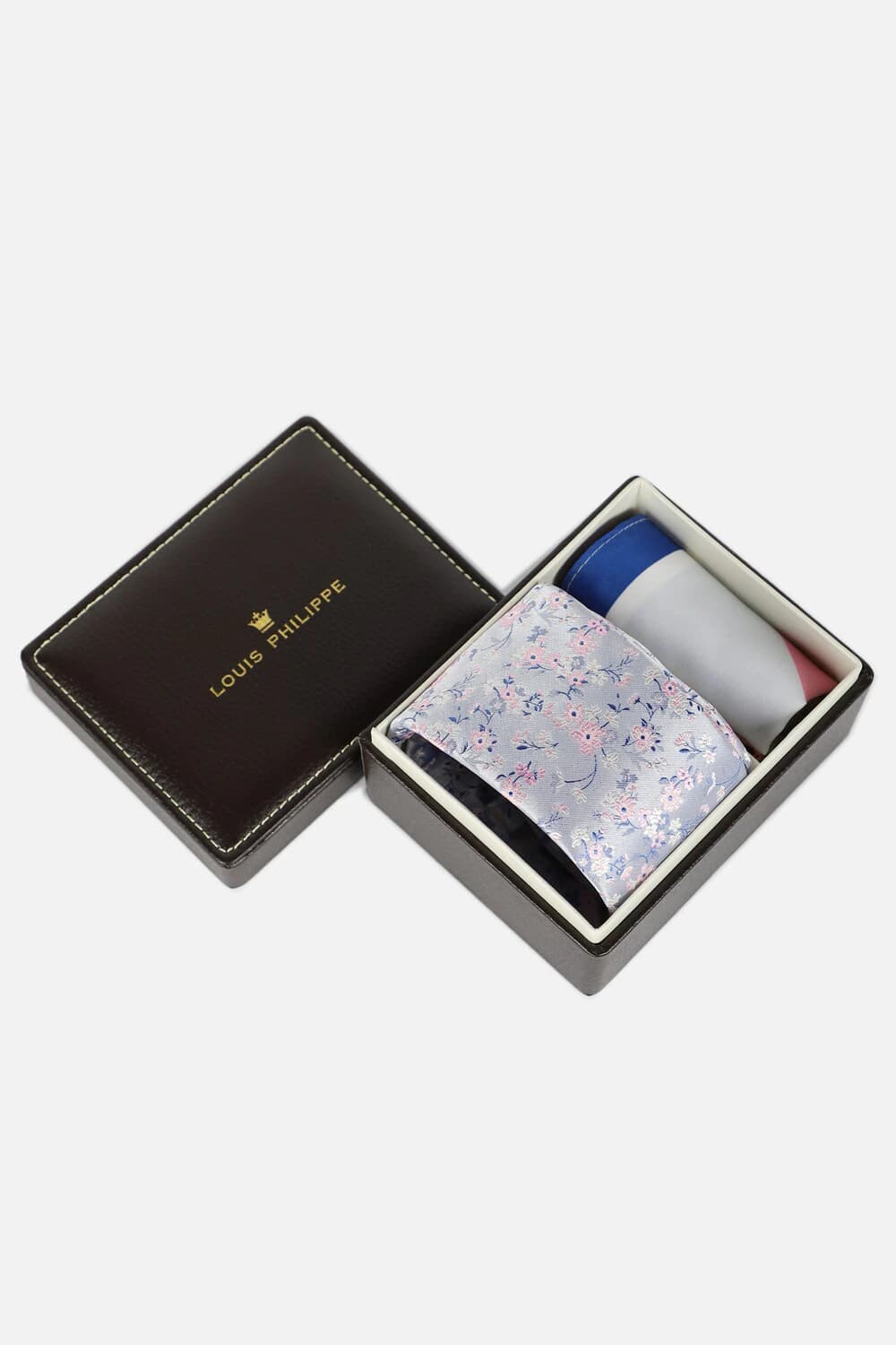 Men Blue Print Tie and Pocket Square | Louisphilippe