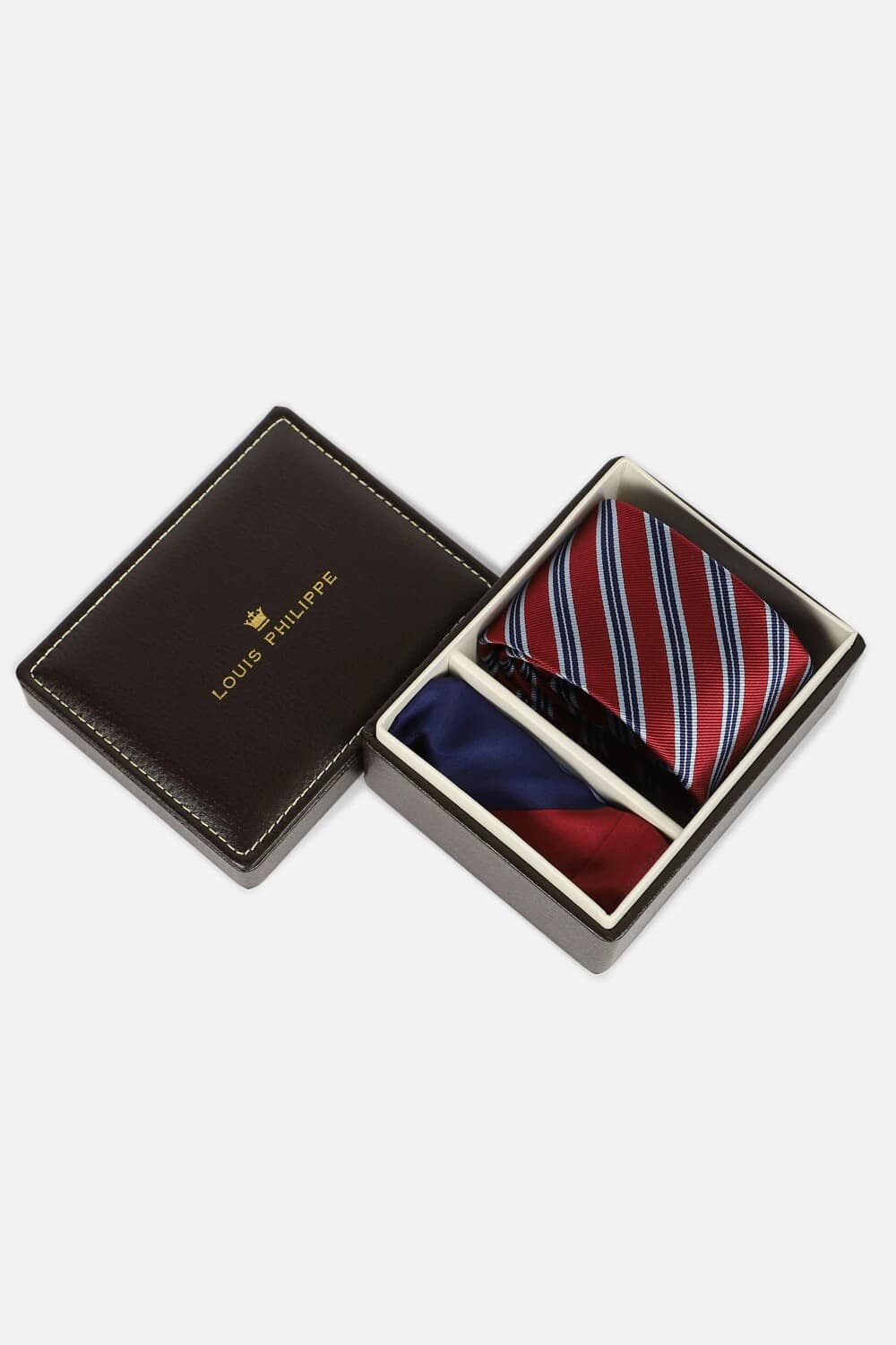 Men Maroon Print Tie and Pocket Square | Louisphilippe
