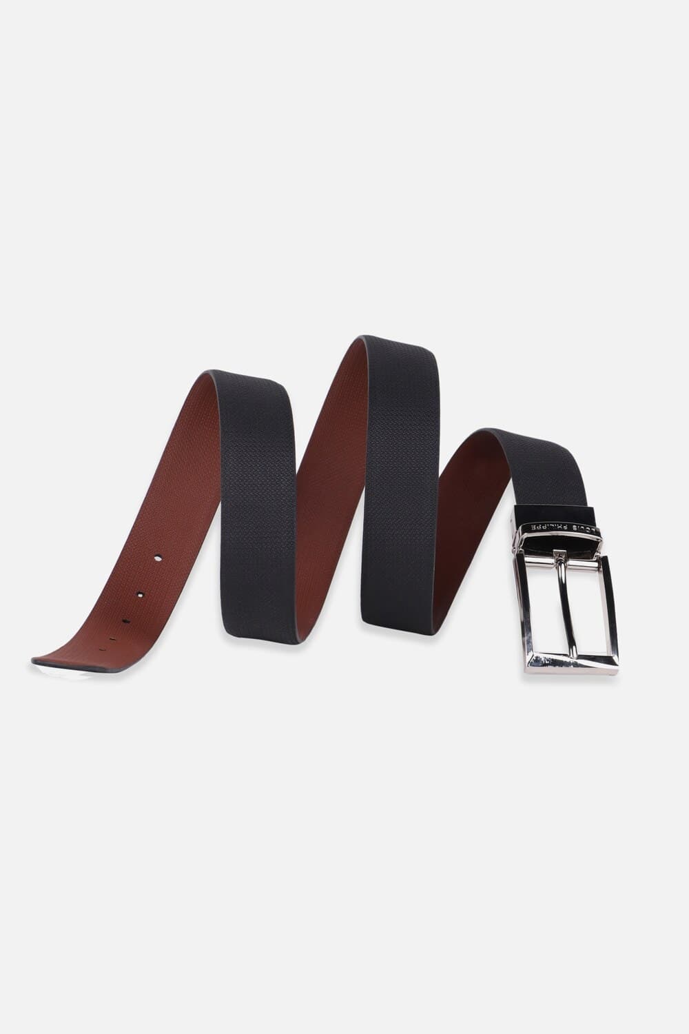 Men Black Textured Genuine Leather Formal Belt | Louisphilippe