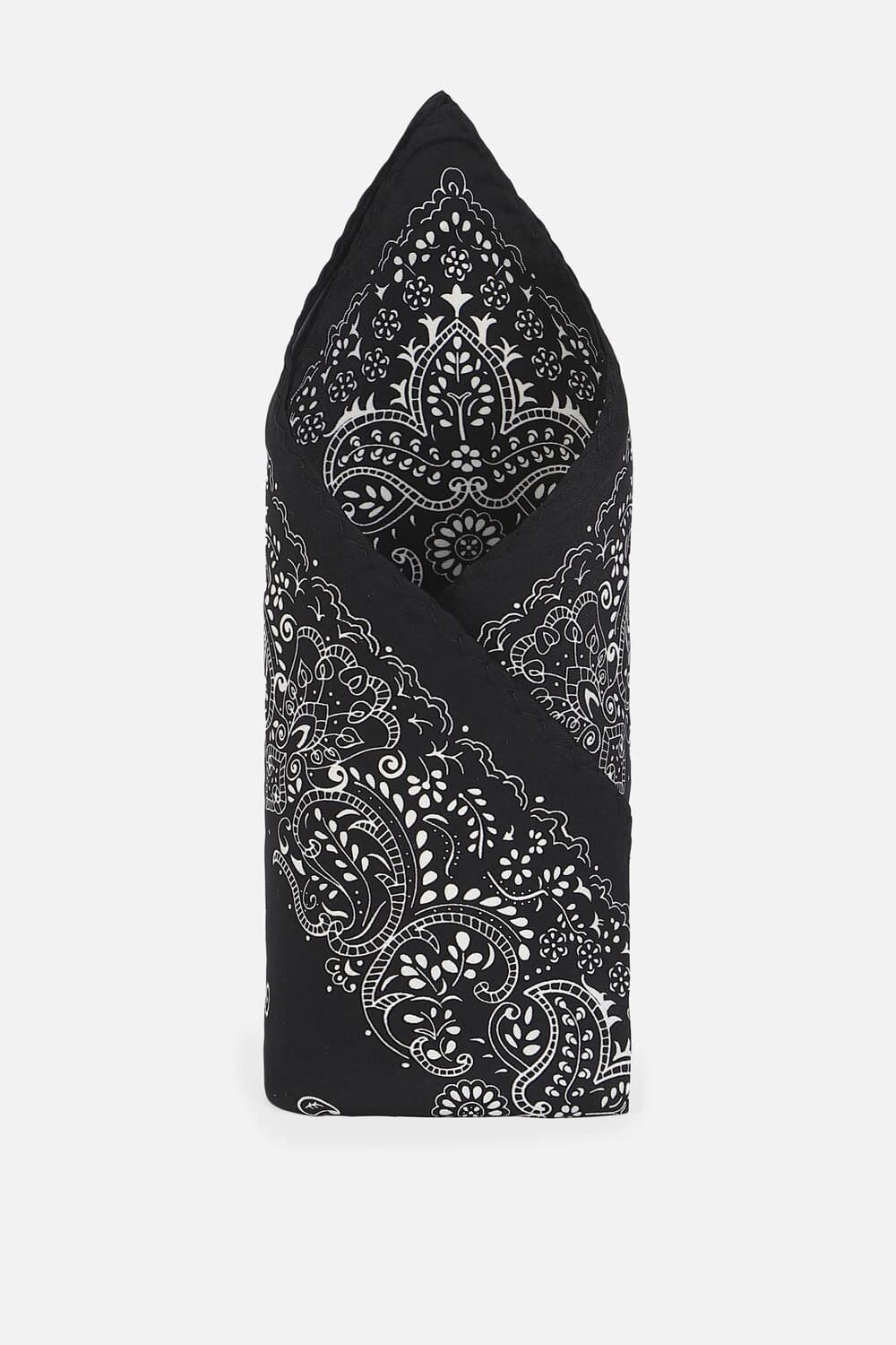 Men Black Print Formal Pocket Square | Louisphilippe