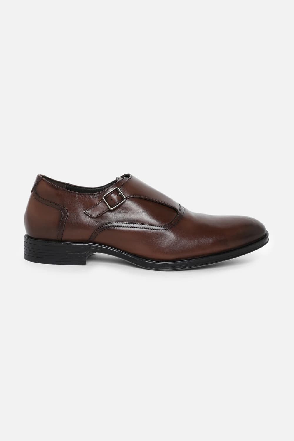 Men Classic Monk Strap Leather Brown Slip On Shoes | Louisphilippe
