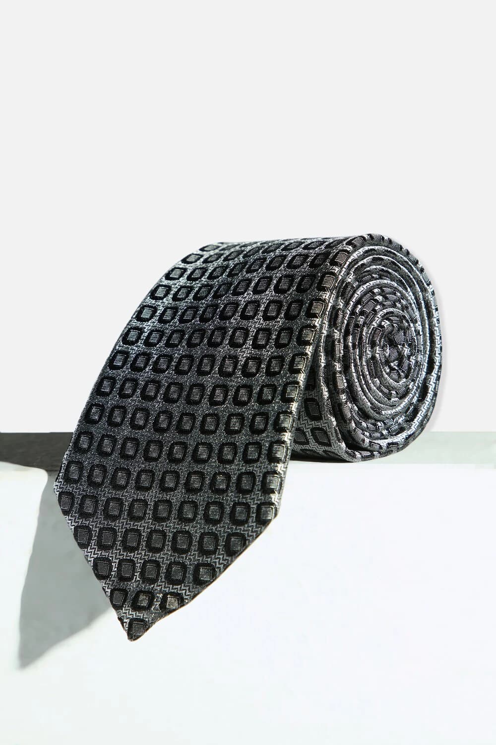 Men Grey Embroidered Tie | Louisphilippe