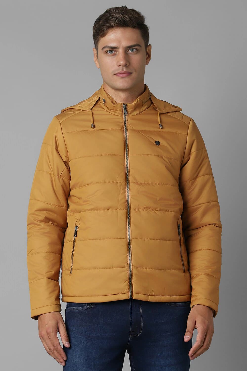 Men Casual Khaki Solid Jacket | Louisphilippe