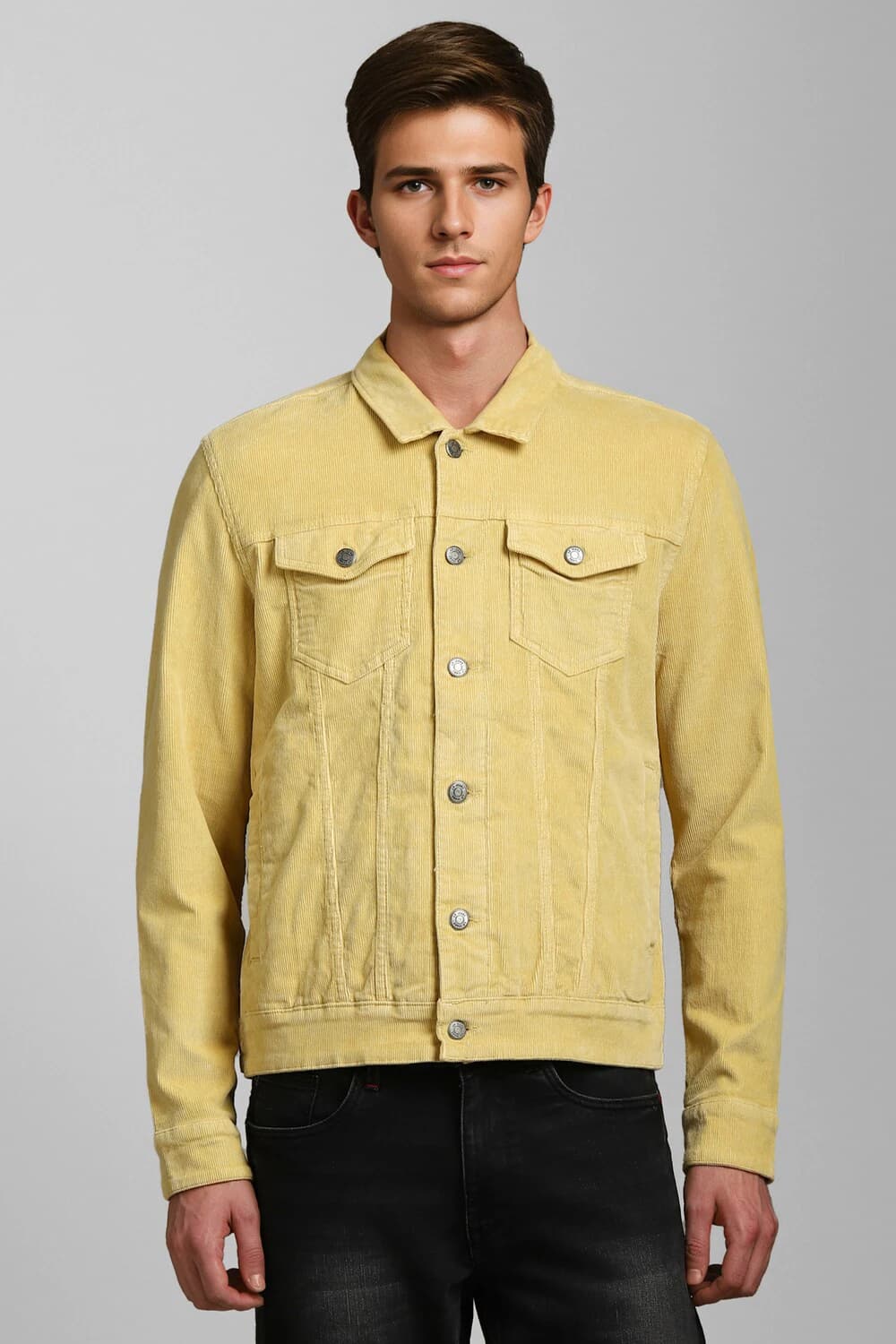 Men Casual Yellow Solid Jacket | Louisphilippe