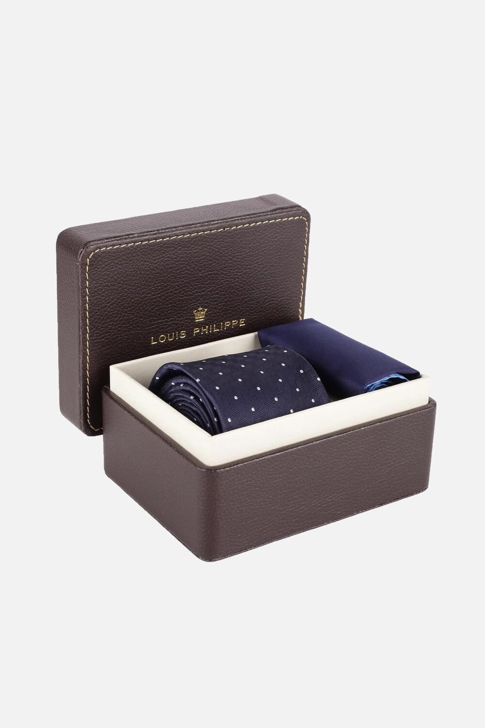 Men Navy Embroidered Tie and Pocket Square | Louisphilippe