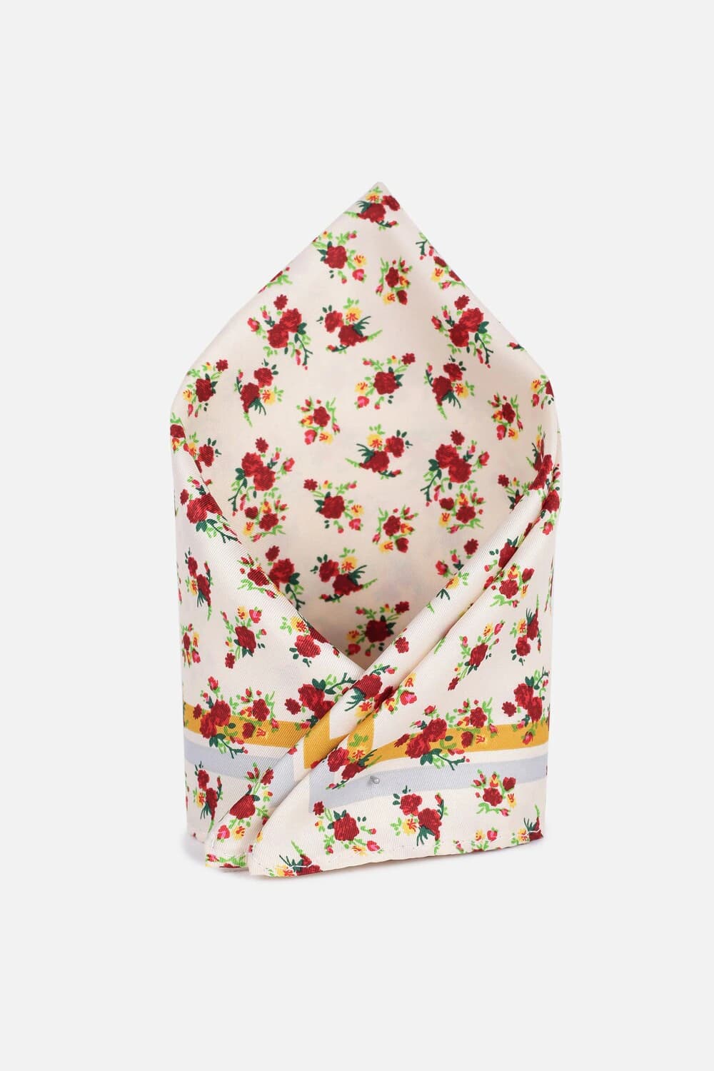 Men White Print Casual Pocket Square | Louisphilippe
