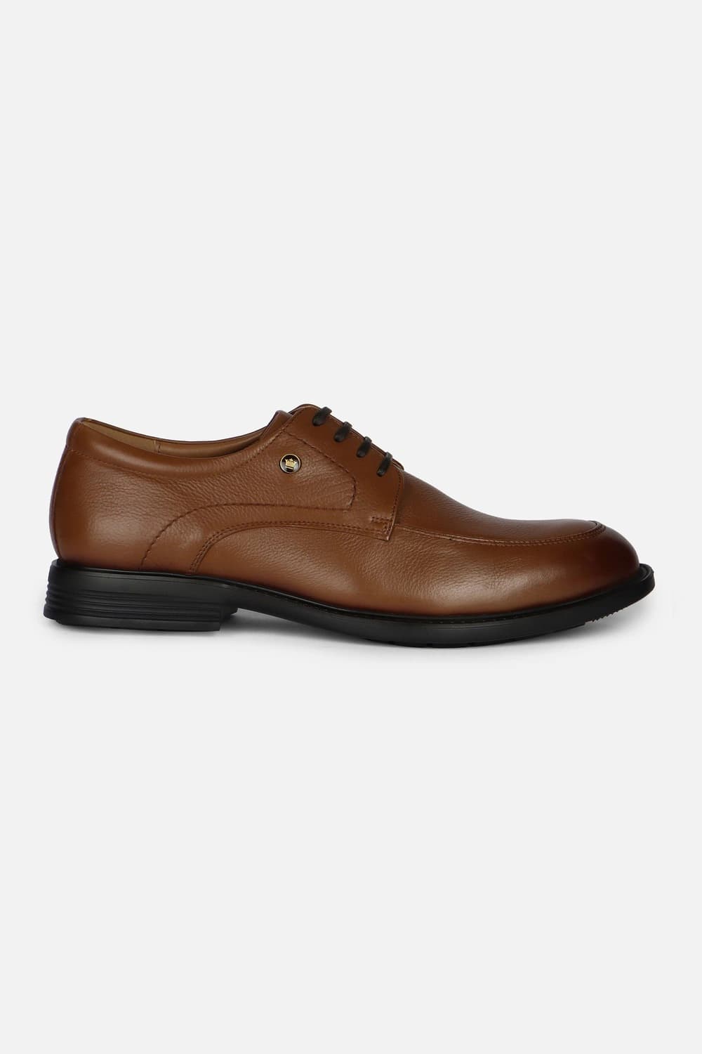 Men Stitch Detail Derby Leather Brown Lace Up Shoes | Louisphilippe