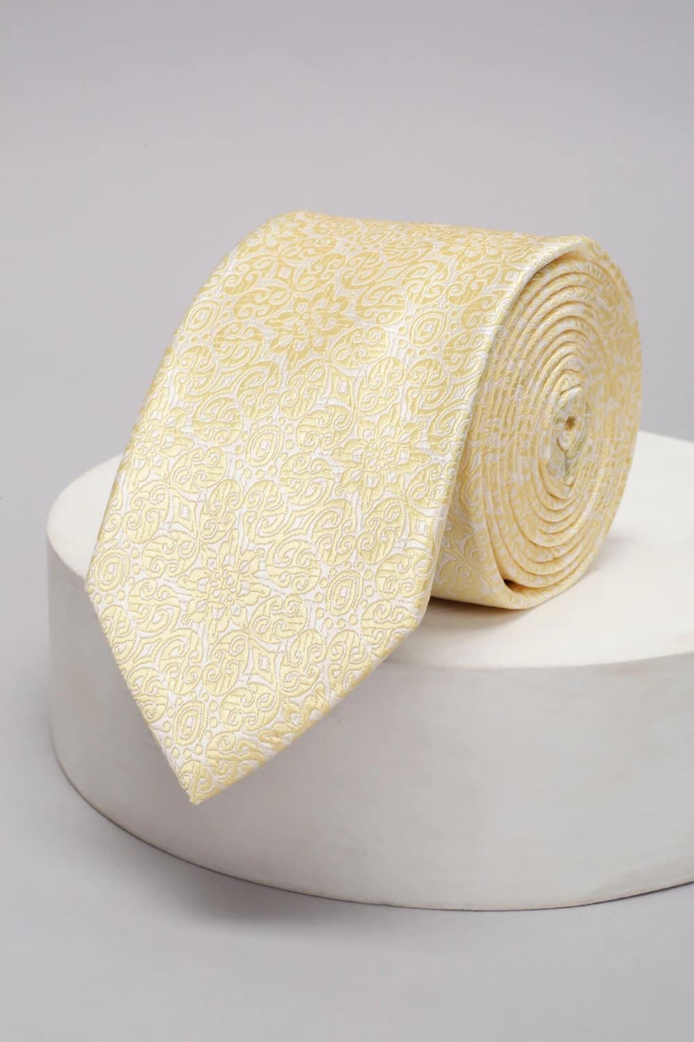 Men Yellow Embroidered Tie | Louisphilippe
