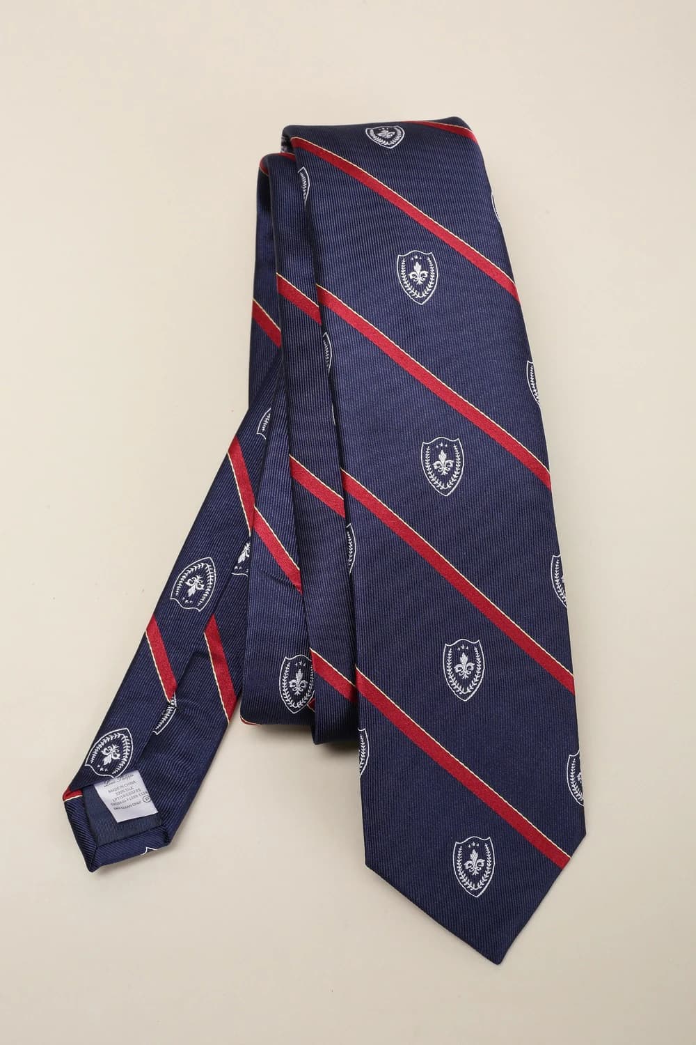 Men Navy Embroidered Tie | Louisphilippe