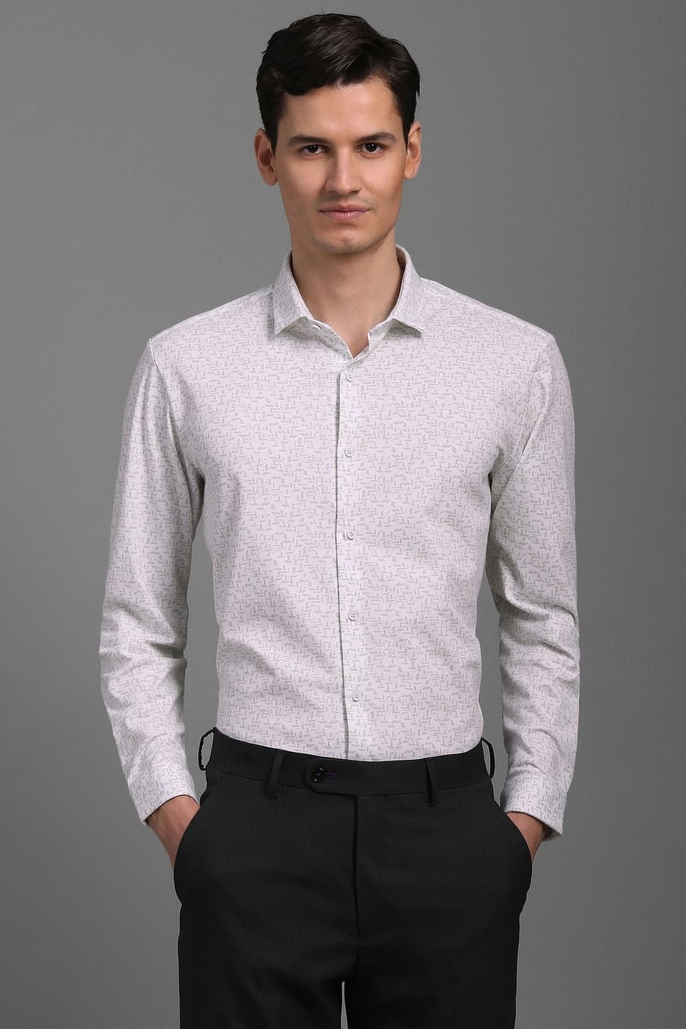 Men White Print Full Sleeves Casual Shirt | Louisphilippe