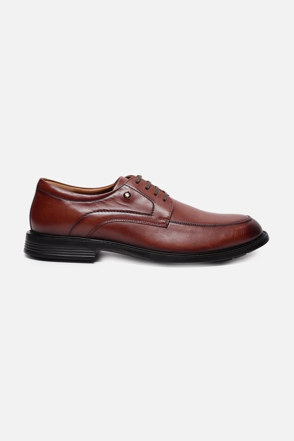Men Classic Plain Toe Derby Leather Burgundy Lace Up Shoes | Louisphilippe