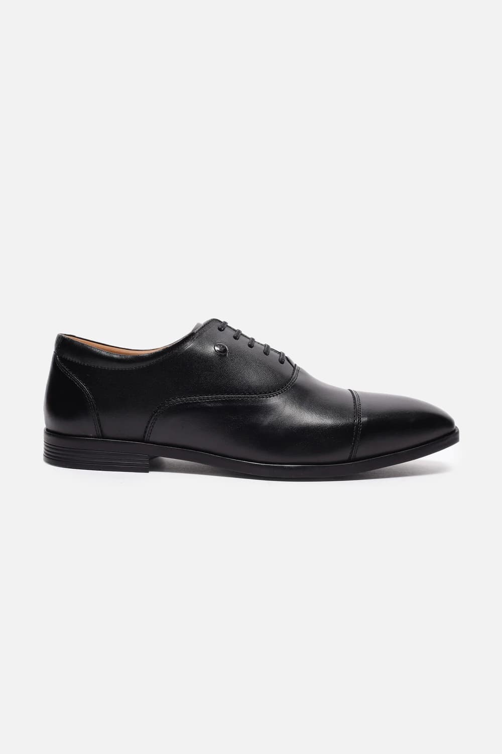 Men Cap Toe oxford Leather Black Lace Up Shoes | Louisphilippe