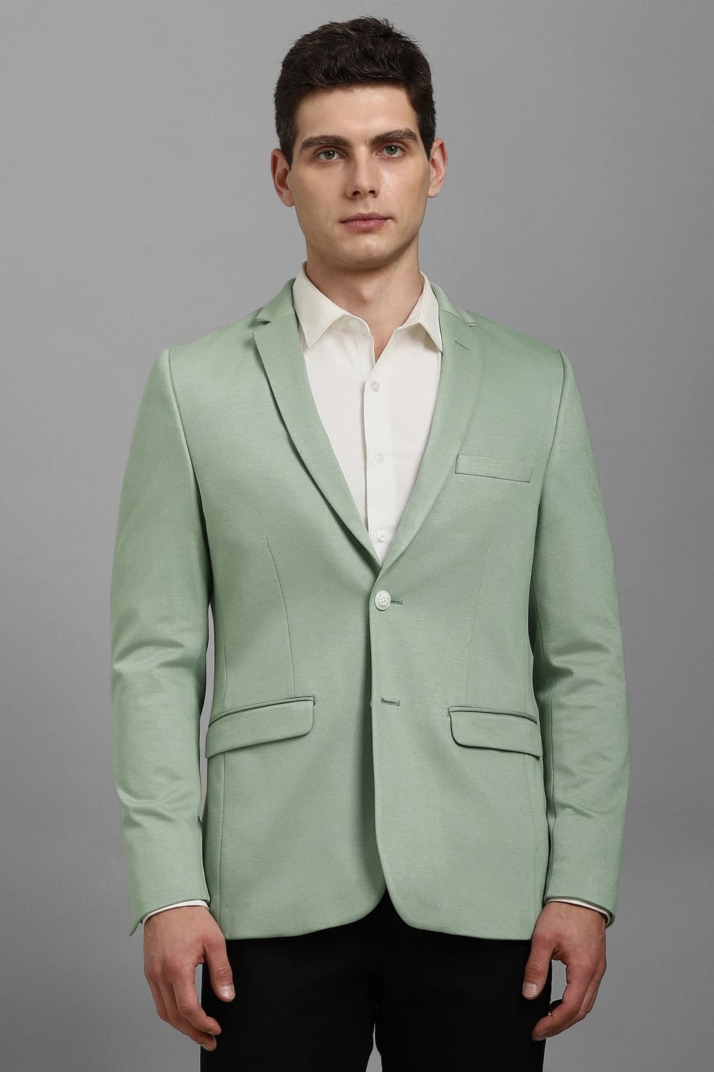 Men Green Super Slim Fit Textured Casual Blazer | Louisphilippe