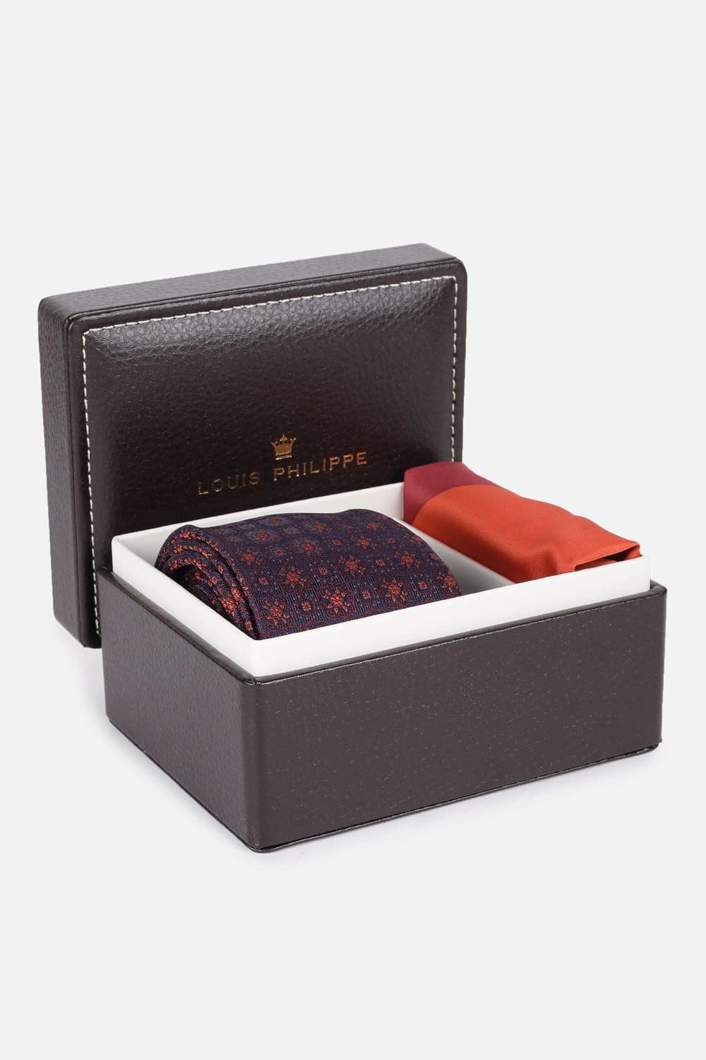 Men Maroon Embroidered Tie and Pocket Square | Louisphilippe