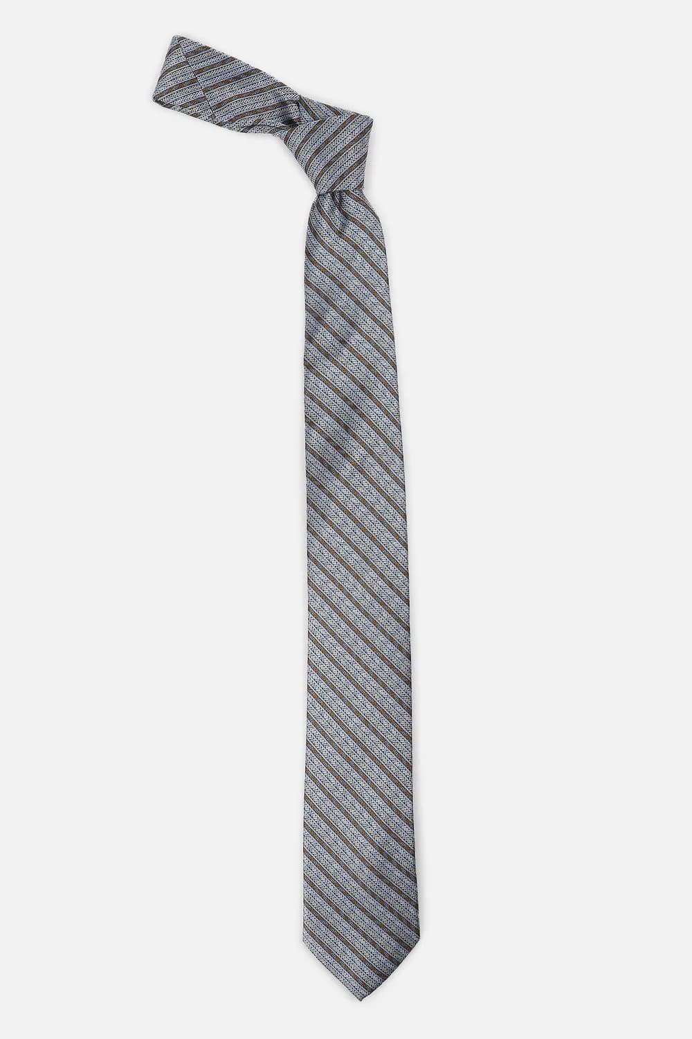 Men Light Blue Embroidered Tie | Louisphilippe
