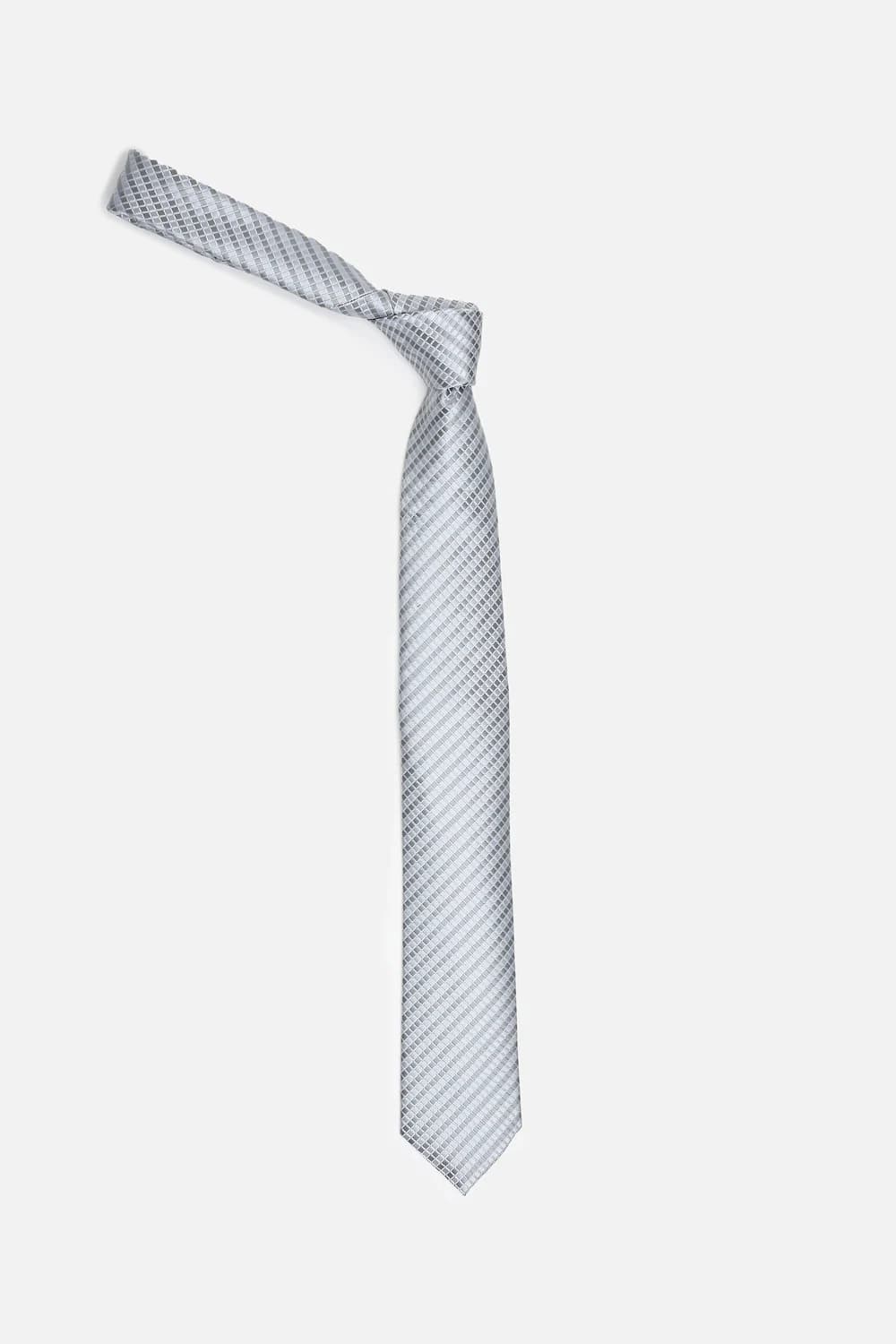 Men Grey Embroidered Tie | Louisphilippe