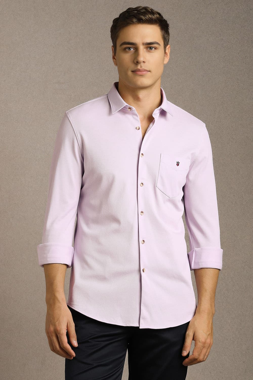 Men Lilac Textured Full Sleeves Casual Shirt | Louisphilippe