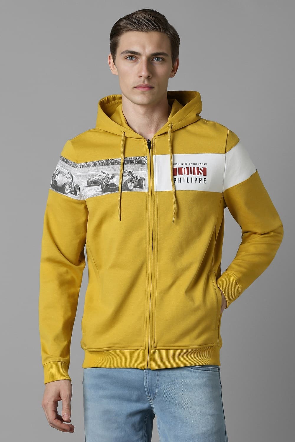 Men Casual Yellow Graphic Print Sweatshirt | Louisphilippe