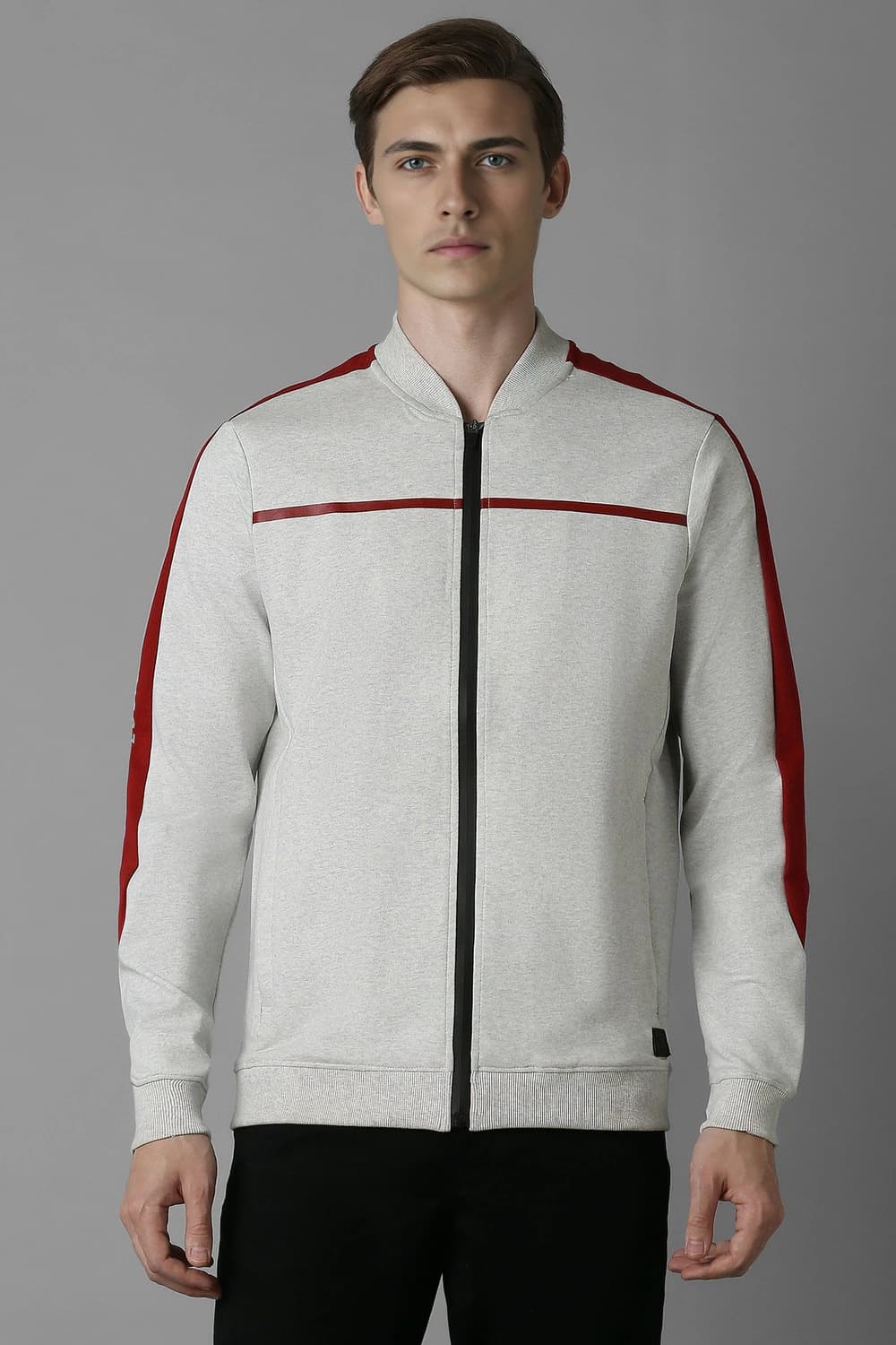 Men Casual Grey Print Sweatshirt | Louisphilippe