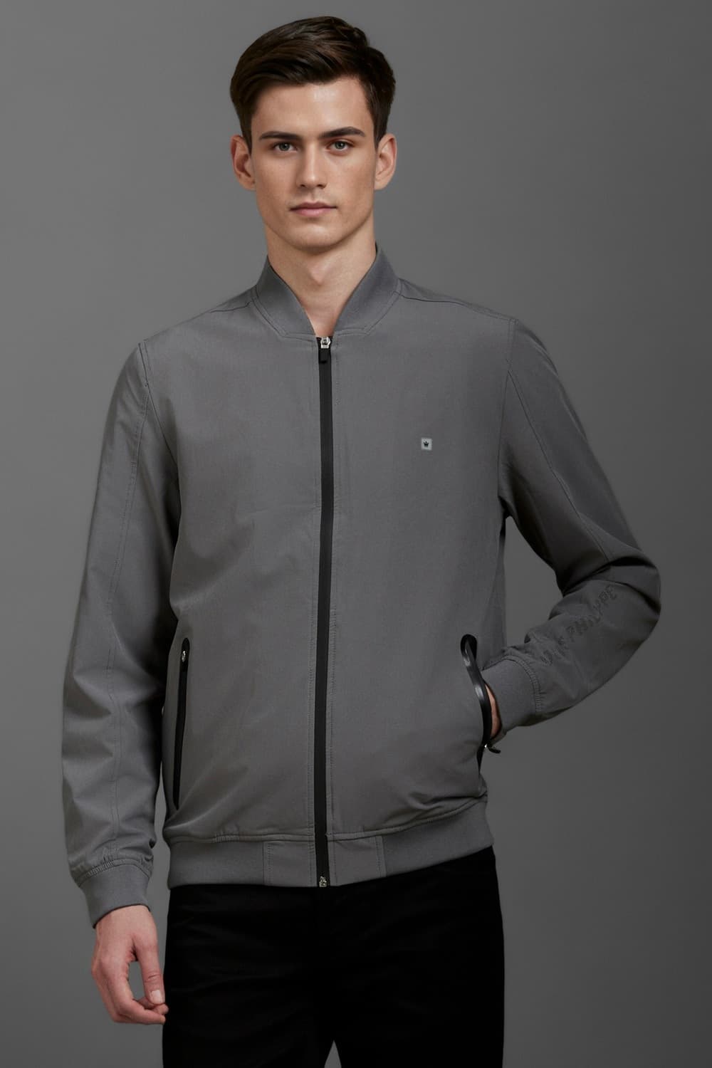 Men Casual Grey Solid Jacket | Louisphilippe