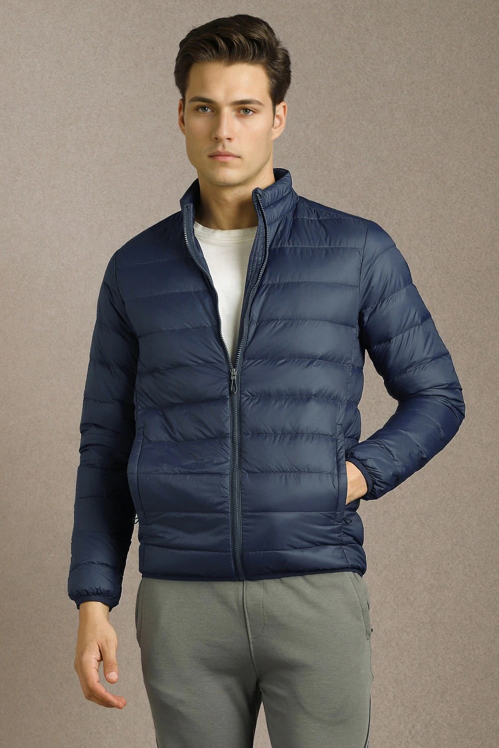 Men Casual Navy Solid Jacket | Louisphilippe