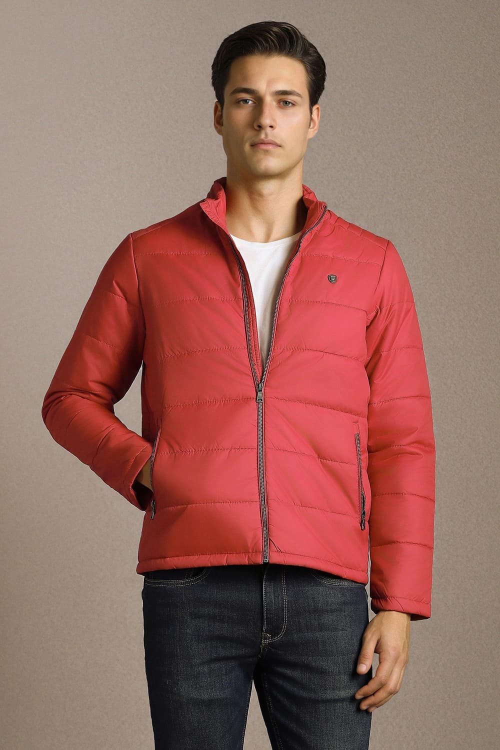 Men Casual Red Solid Jacket | Louisphilippe