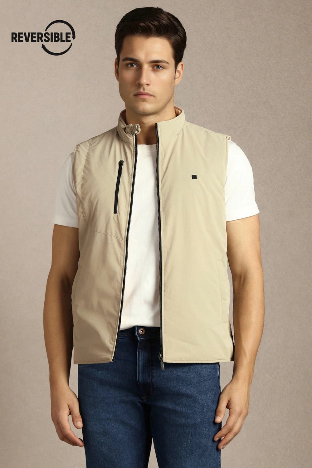 Men Casual Grey Solid Reversible Jacket | Louisphilippe
