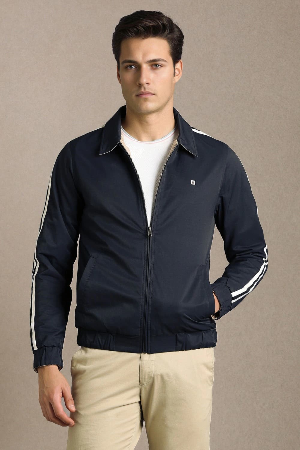 Men Casual Navy Solid Reversible Jacket | Louisphilippe
