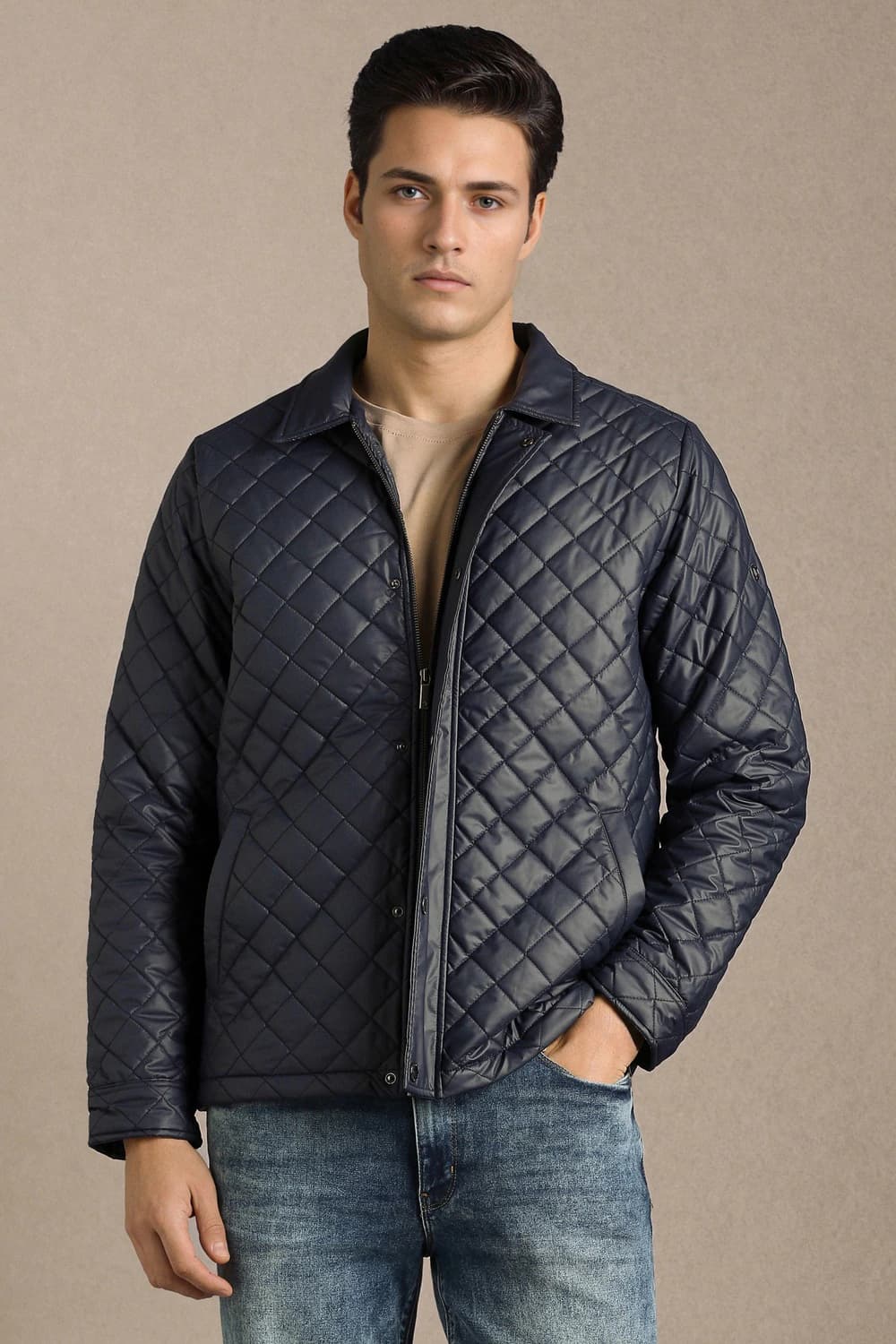 Men Casual Navy Solid Jacket | Louisphilippe