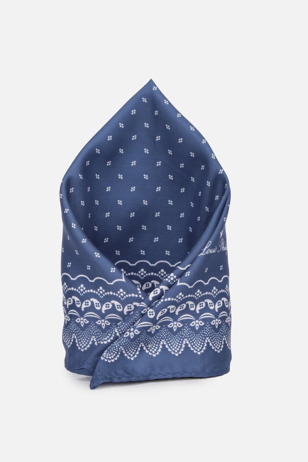 Men Blue Print Party Pocket Square | Louisphilippe