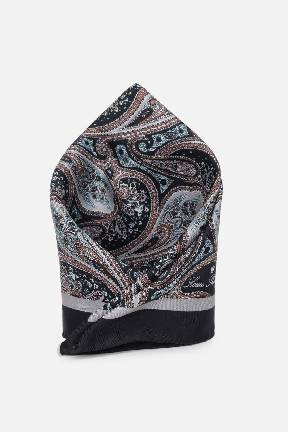 Men Black Print Party Pocket Square | Louisphilippe