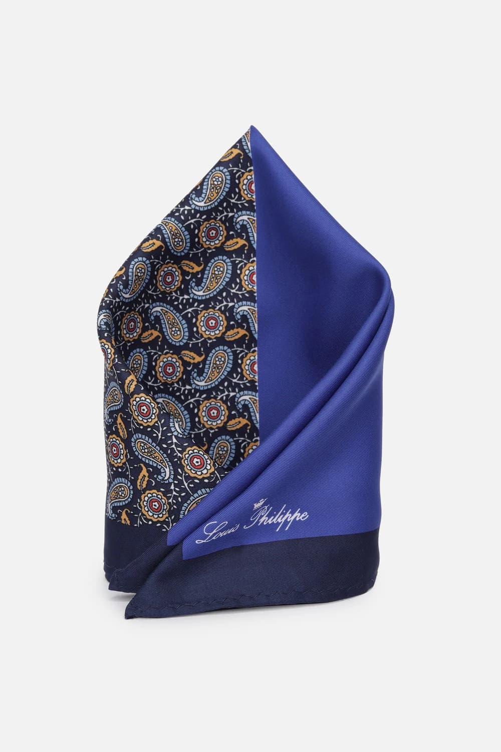 Men Blue Print Party Pocket Square | Louisphilippe