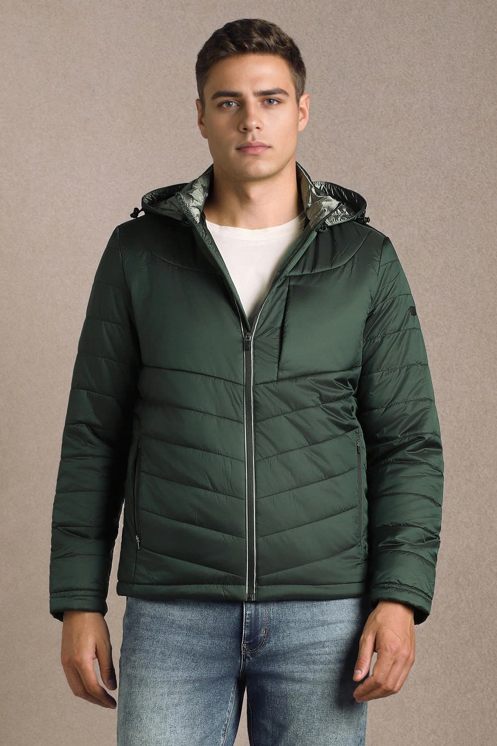 Men Casual Green Solid Jacket | Louisphilippe