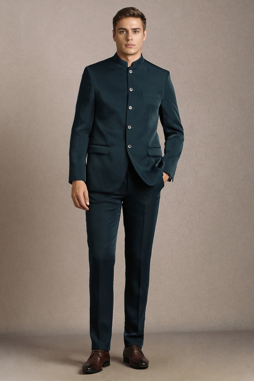 Men Green Solid Formal Two Piece Suit | Louisphilippe