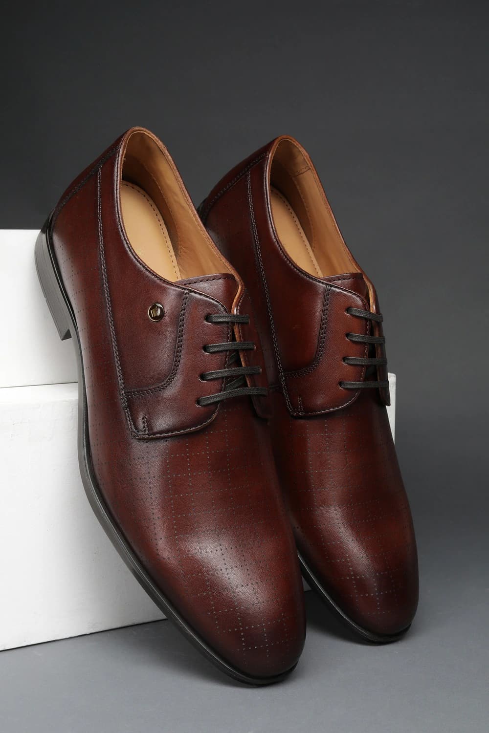Men Brown Leather Lace Up Shoes | Louisphilippe