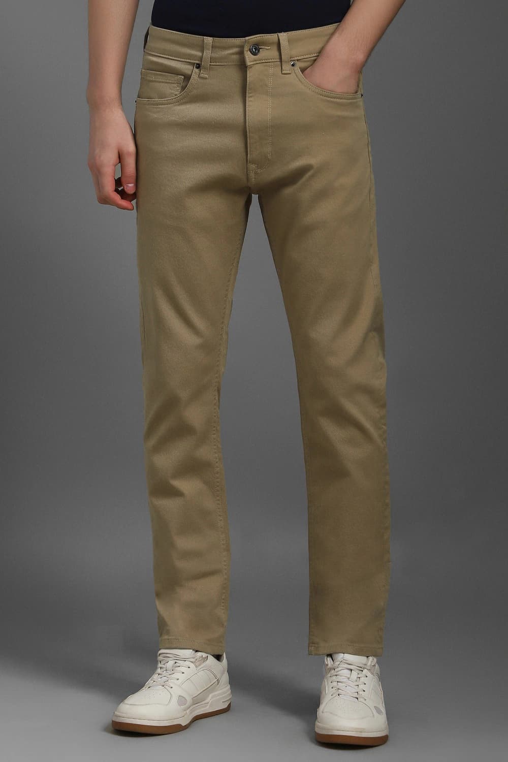 Men Khaki Dark wash Regular Fit Jeans | Louisphilippe