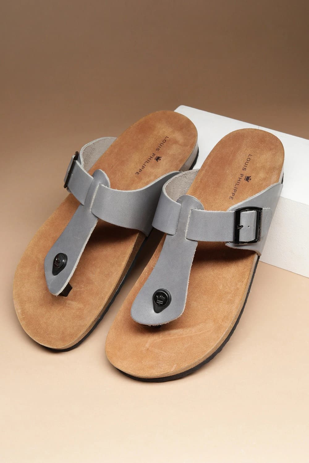 Men Grey Solid Sandals | Louisphilippe