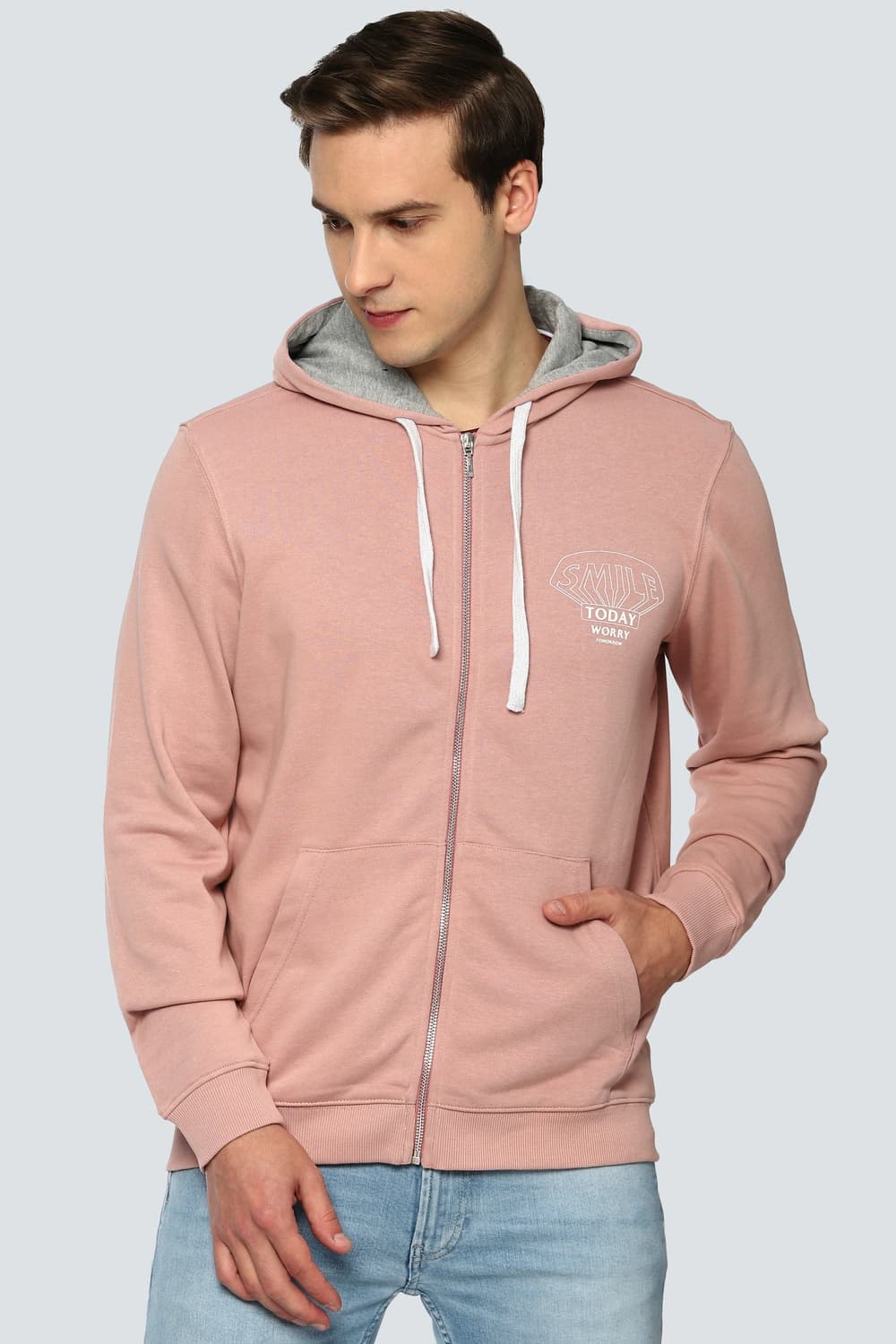 Men Casual Pink Graphic Print Sweatshirt | Louisphilippe