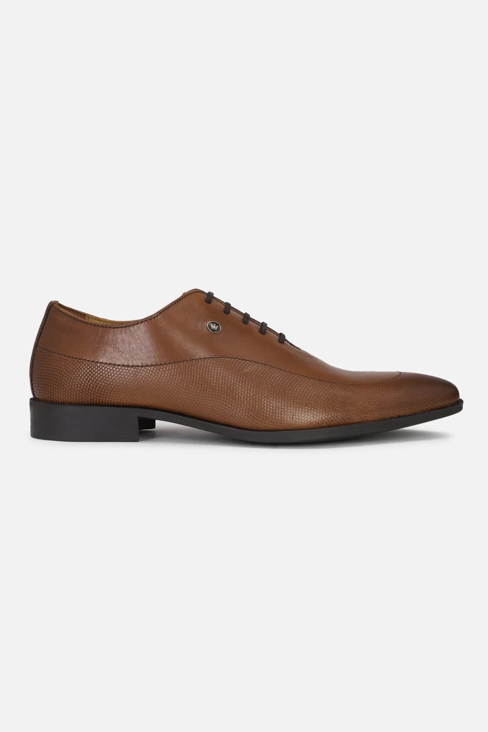 Men Textured Oxford Leather Brown Lace Up Shoes | Louisphilippe