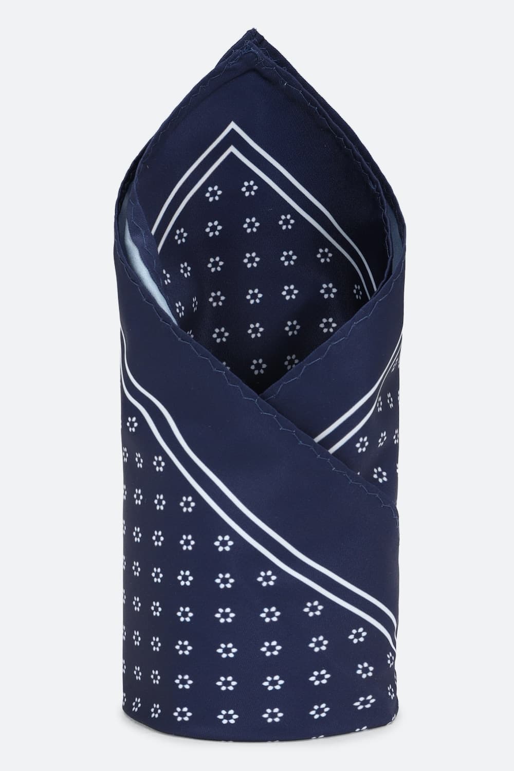 Men Navy Print Formal Pocket Square | Louisphilippe