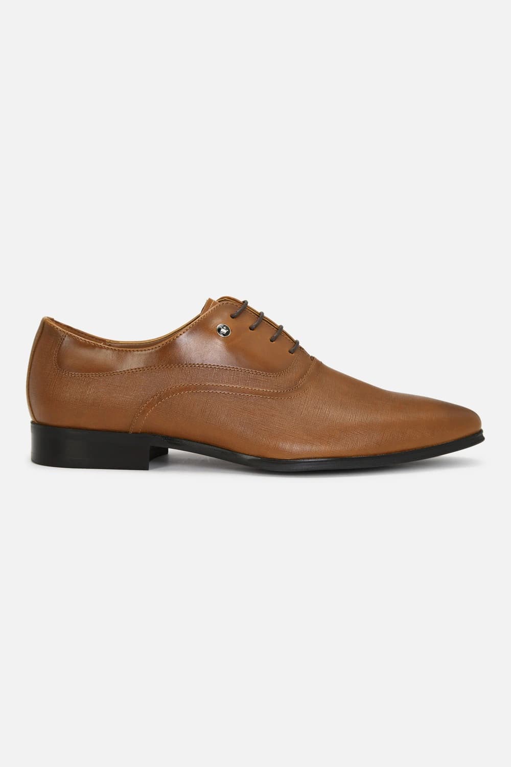 Men Textured Oxford Leather Brown Lace Up Shoes | Louisphilippe